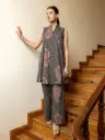 Black Sleeveless Floral Paisley Coord Set