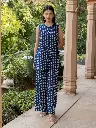 Navy Blue Handblock Printed Sleeveless Coord Set