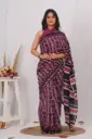 Elegant Black & Maroon Ajrakh-Inspired Printed Modal Silk Saree with Contrast Pallu