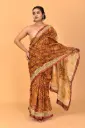 Maroon & Beige Floral Printed Soft Cotton Saree with Contrast Pallu