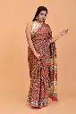 Multicolor Paisley & Floral Printed Cotton Saree with Ornate Pallu and Traditional Border