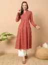 Rust Red Printed Anarkali Kurta with Full Sleeves