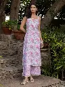 Pastel Pink Sleeveless Floral Kurta Set